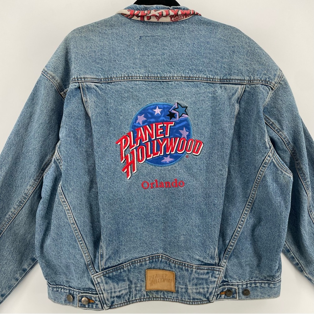 Vintage 1980’s Planet Hollywood Orlando Florida Embroidered Denim Jean Jacket - Picture 1 of 7